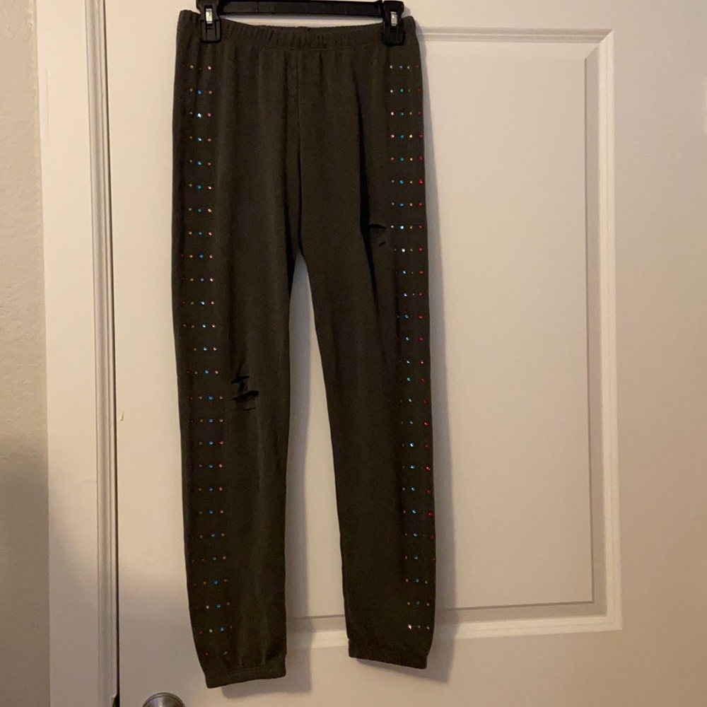 Wildfox sweat pants with rhinestone on the sides